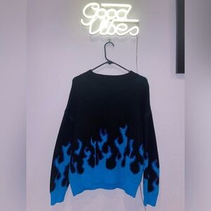 SHEIN blue flame sweater
